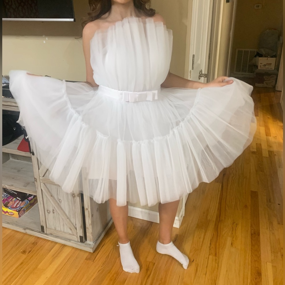 Strapless Satin White Cocktail